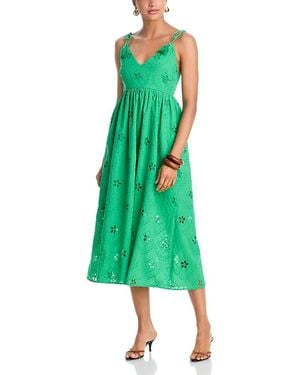 Aqua Embroidered Midi Dress - Green
