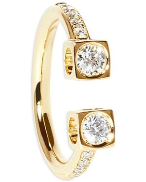 Dinh Van 18K Le Cube Diamant Diamond Cube & Channel Set Cuff Ring - Metallic