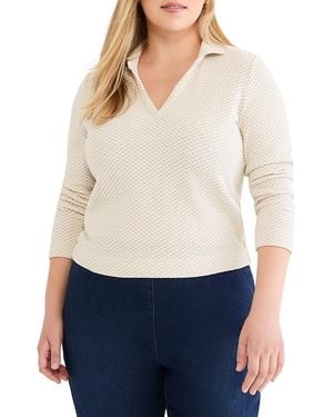NIC+ZOE Textured Tuck Stitch Knit Polo - White