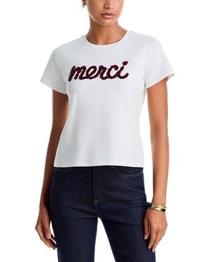 Cinq À Sept Cotton Stretch Embellished Shrunken Tee - White