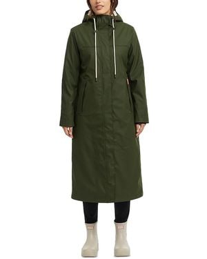 HUNTER Sammy Rubberized Long Padded Raincoat - Green
