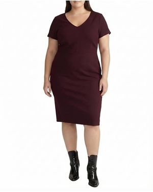 UNIVERSAL STANDARD Plus Executive V Neck Ponte Dress - Purple