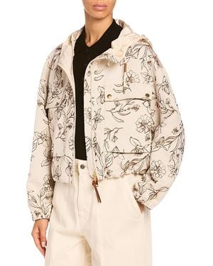 Moncler Nepeta Floral Print Zip-Up Jacket - Natural