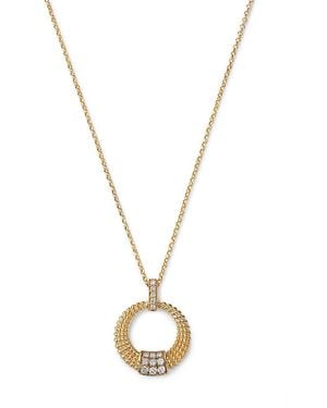 Bloomingdale's Fine Collection Diamond Textured Circle Pendant Necklace - Metallic