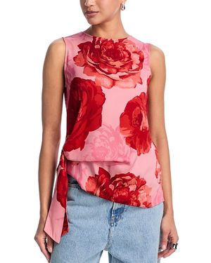 MILLY Serena Floral Top - Red