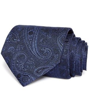 Canali Silk Classic Textured Paisley Tie - Blue