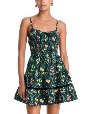 Aqua Lemon Flower Mini Dress - Green