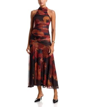 Bardot Natalya Mesh Midi Dress - Red