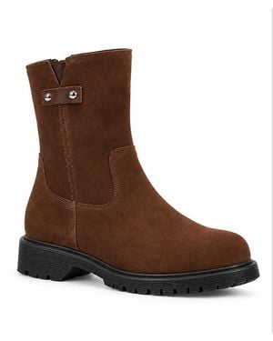 La Canadienne Hogan Suede Shearling Lined Boots - Brown