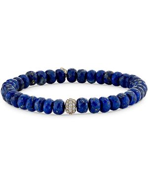 Sydney Evan 14K Core Lapis Lazuli & Diamond Beaded Bracelet - Blue
