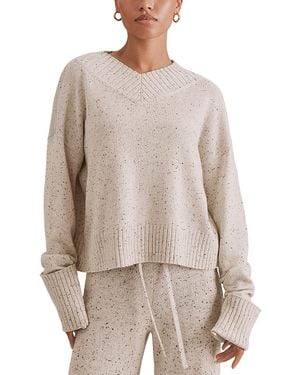 Splendid Haven Tweedy V Neck Sweater - Natural