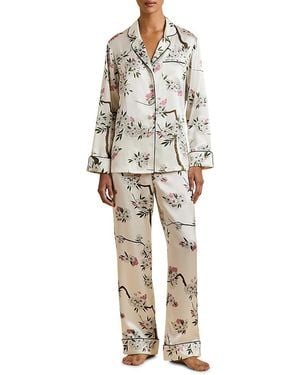 Olivia Von Halle Lila Silk Long Pajama Set - Natural