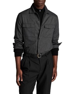Vince Flannel Garage Cotton Pocket Shirt Jacket - Black