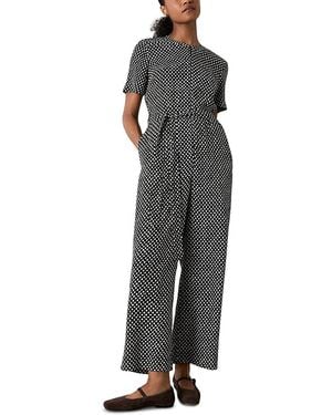 Whistles Check Short Sleeve Jumpsuit - Black