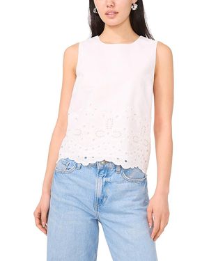 1.STATE Sleeveless Embroidered Blouse - Blue