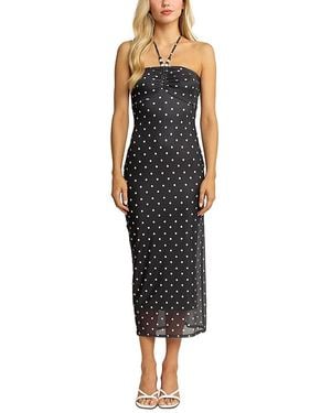 Elevator Disco Trixie Polka Dot Midi Dress - Black