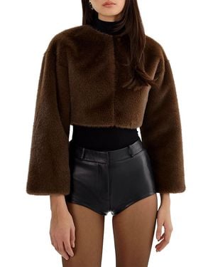 Lamarque Rowdie Faux Fur Coat - Brown