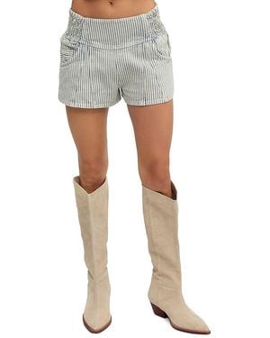 Free People Luna Railroad Shorts - Gray