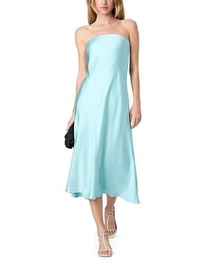 French Connection Oona Satin Strapless Midi Dress - Blue