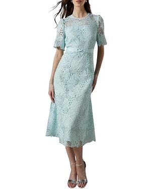 Coast Lace Bow Belt Midi Dress - Blue