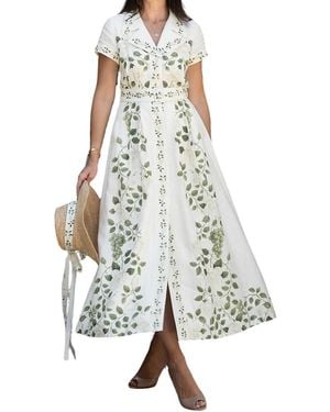 Hermoza Lucy Collar Midi Dress - White