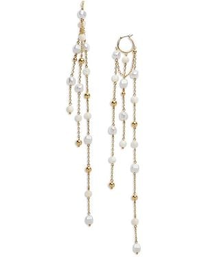 Ramy Brook Nira Beaded Dangle Huggie Hoop Earrings - White
