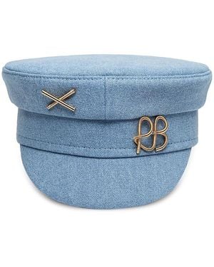 Ruslan Baginskiy Embellished Denim Baker Boy Cap - Blue