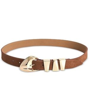 Ettika Modern Western 18K Plated Hardware Leather Belt - Brown