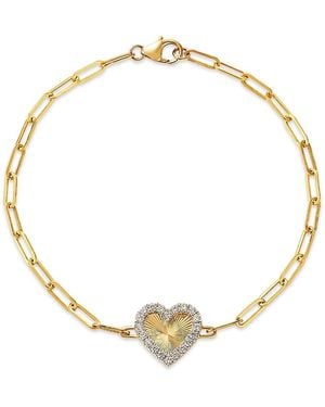 Bloomingdale's Fine Collection Diamond Heart Pendant Bracelet - Metallic