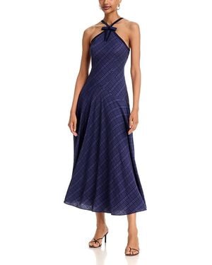 Aqua Plaid Halter Dress - Blue