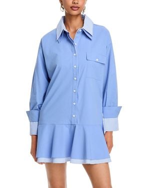 Aqua Double Layer Mini Shirt Dress - Blue