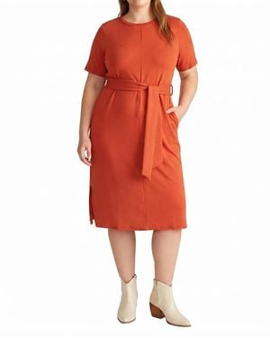 UNIVERSAL STANDARD Plus Travelknit Belted Dress - Red
