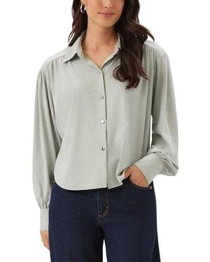 Karen Kane Faux Suede Embellished Dropped Shoulder Blouse - Gray
