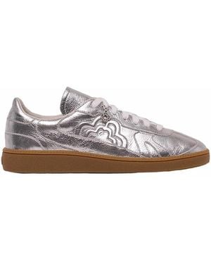 Maje Metallic Leather Sneakers - White