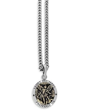 King Baby Studio Saint Michael Pendant Necklace, 24 - White