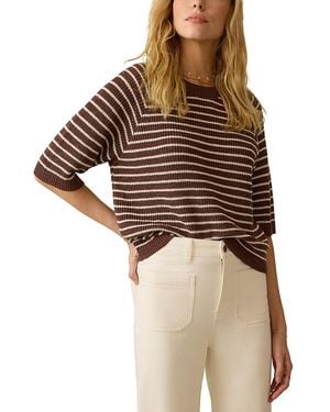 Faherty Miramar Linen Blend Crewneck Sweater - Brown