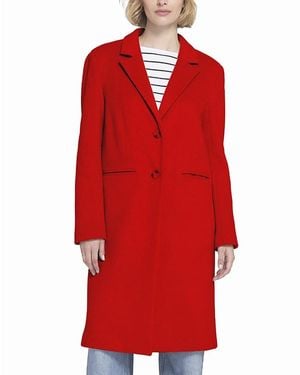 Elle Collection Elle Printed Lining Melton Coat - Red