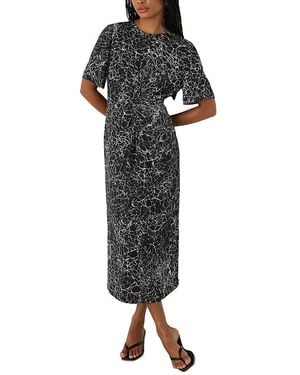 Whistles Crackle Print Twist Front Midi Dress - Black