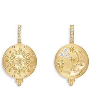 Temple St. Clair 18K Sole Luna Diamond Drop Earrings - Metallic