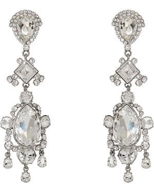 Balmain Brass And Crystal Pendant Earrings - Metallic
