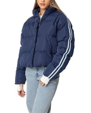 Edikted Sherry Side Striped Puffer Jacket - Blue