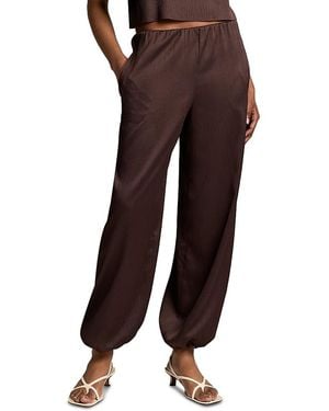 Vince Mid Rise Plisse Drawcord Hem Pants - Brown