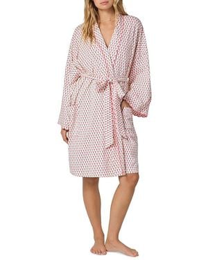 Bedhead Banded Collar Stretch Jersey Robe - Pink