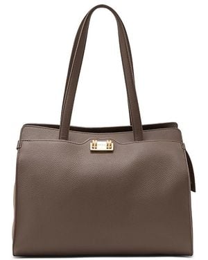 Reiss Delphine Leather Tote - Brown