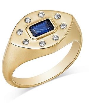 Bloomingdale's Fine Collection Sapphire & Diamond Pinky Ring - Metallic