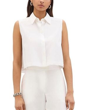Another Tomorrow Cropped Sleeveless Shirt - White