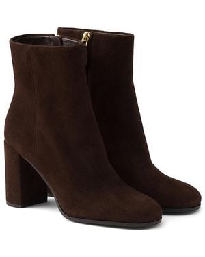 Prada Suede Booties - Brown