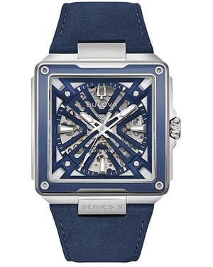 Bulova Marc Anthony Series X2 Leather Strap Watch, 41Mm X 41Mm - Blue