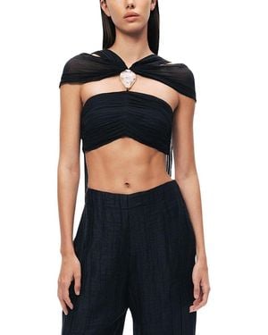 Nocturne Strapless Draped Bustier Top - Black