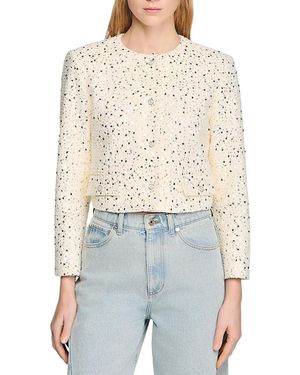 Sandro Geometric Sequin Jacket - Blue